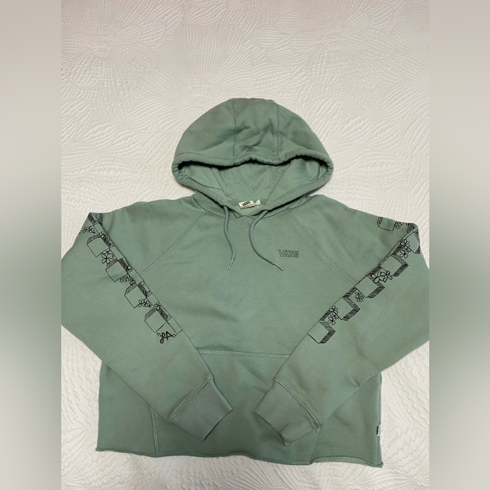 VANS cropped sweatshirt XS in green: good condition